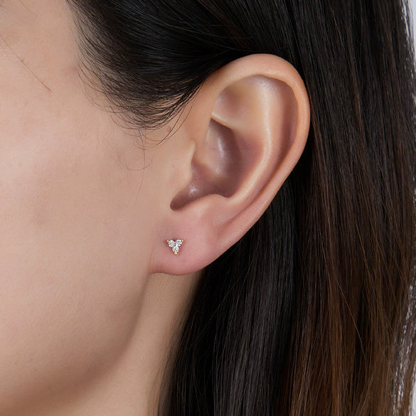 Wholesale Women's S925 Silver Earrings With Colorful Zircon And Geometric Pattern And Electroplating Treatment