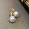 Wholesale Women's S925 Silver Earrings With Niche Design Pearl Geometric Pattern And Diamond Treatment
