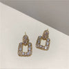 Wholesale Women's S925 Silver Earrings With Niche Design Pearl Geometric Pattern And Diamond Treatment