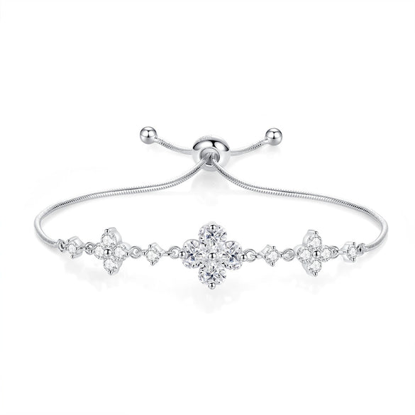 Wholesale Women's S925 Silver Fairy Style Heartshaped Bracelet With Star And Geometric Patterns And Electroplating