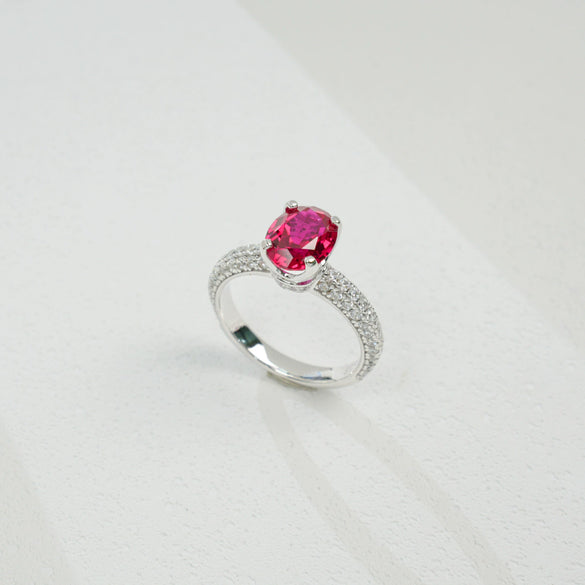 Wholesale Women's S925 Silver Fashion Geometric Eggshaped Ring Set With Precious Stones
