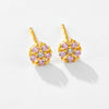 Wholesale Women's S925 Silver Flower Ear Studs With 18K Gold Electroplating High Sense Elegant Simple All Match