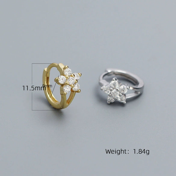Wholesale Women's S925 Silver Flower Pattern Earrings With Electroplating
