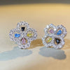 Wholesale Women's S925 Silver Fourleaf Clover Earrings With High Carbon Diamond Zircon And Electroplating Treatment