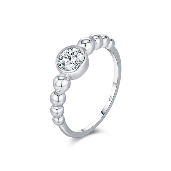 Wholesale Women's S925 Silver Geometric Bubble Ring With Mosan Diamond Electroplated Lovely Style