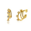 Wholesale Women's S925 Silver Geometric Cshaped Multilayer Diamond Set Electroplated Earrings