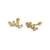 Wholesale Women's S925 Silver Geometric Fan Shaped Ladder Square Stone Electroplated Ear Studs