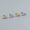 Wholesale Women's S925 Silver Geometric Fan Shaped Ladder Square Stone Electroplated Ear Studs