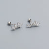 Wholesale Women's S925 Silver Geometric Fan Shaped Ladder Square Stone Electroplated Ear Studs