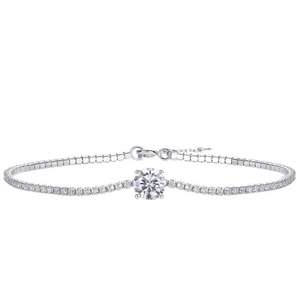 Wholesale Women's S925 Silver Geometric Fashion Bracelet Set With Diamonds