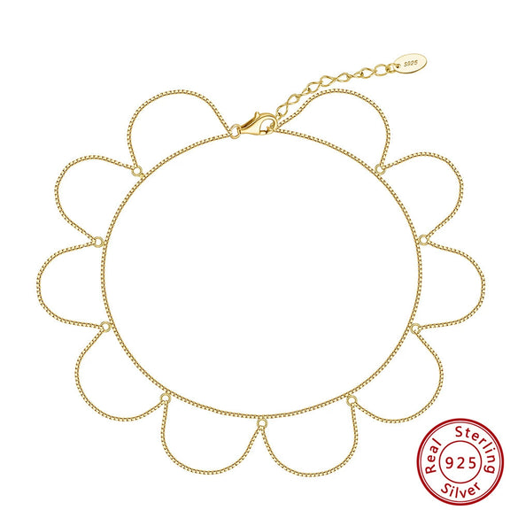 Wholesale Women's S925 Silver Geometric Flower Anklet