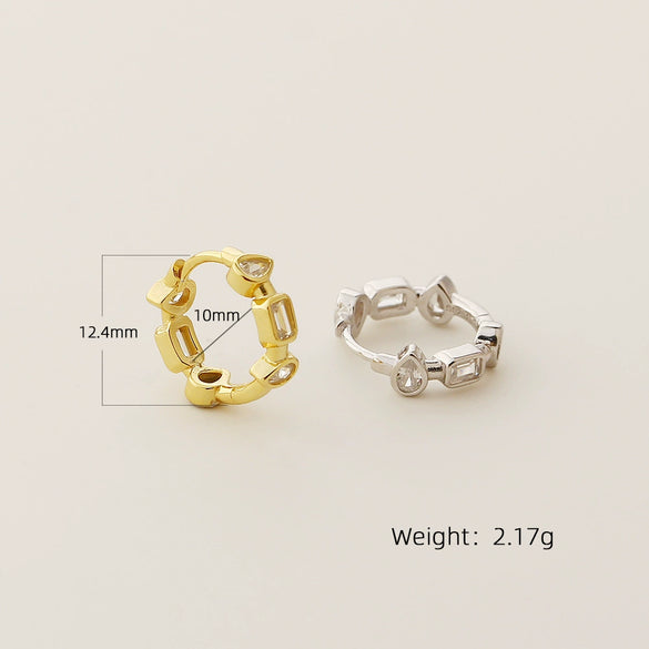 Wholesale Women's S225 Silver Geometric Heart Shaped Electroplated Earrings