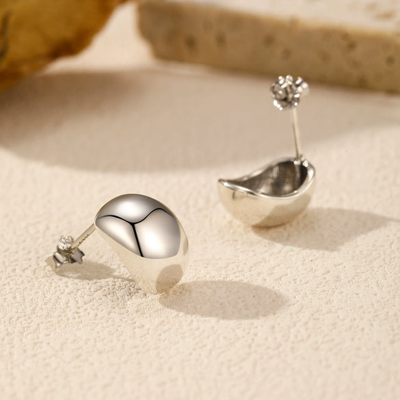 Wholesale Women's S925 Silver Geometric Irregular Bean Electroplated Earrings