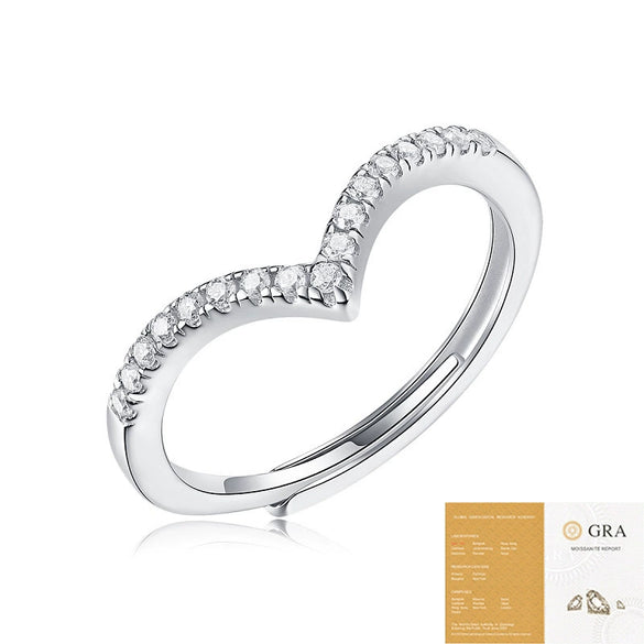 Wholesale Women's S925 Silver Geometric Moissanite Crown Adjustable Ring With Electroplating