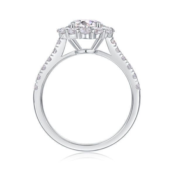 Wholesale Women's S925 Silver Geometric Moissanite Ring Set With Diamonds Light Luxury Fashion