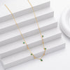 Wholesale Women's S925 Silver Geometric Square Pendant Necklace With Green Water Drop Retro Style And Electroplating