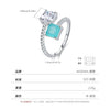 Wholesale Women's S925 Silver Geometric Style Double Stone Imitation Para???¡ì?aba Color Tourmaline Ring With Diamond Design
