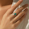Wholesale Women's S925 Silver Geometric Style Double Stone Imitation Para???¡ì?aba Color Tourmaline Ring With Diamond Design