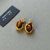 Wholesale Women's S925 Silver Geometric Tiger Eye Ear Jewelry With Real Gold Plating Retro Light Luxury Style