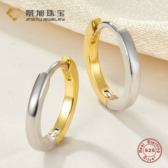 Wholesale Women's S925 Silver Glossy Plain Geometric Earrings With Electroplated High End Ear Buckles