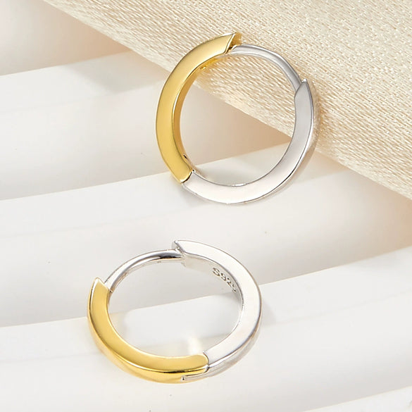 Wholesale Women's S925 Silver Glossy Plain Geometric Earrings With Electroplated High End Ear Buckles