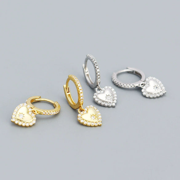Wholesale Women's S925 Silver Heart Shape Ear Studs With Electroplating And Love Design