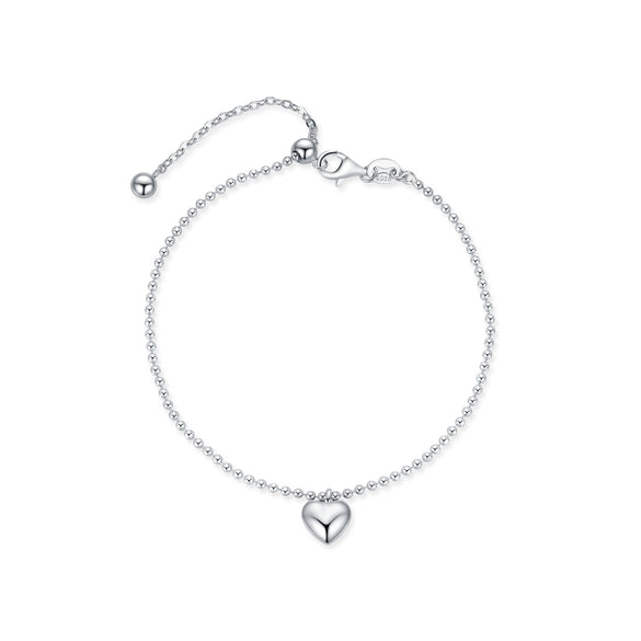 Wholesale Women's S925 Silver Heart Shape Fine Bean Chain Bracelet With Electroplating Design And Highend Style