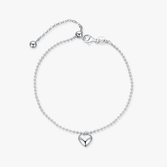 Wholesale Women's S925 Silver Heart Shape Fine Bean Chain Bracelet With Electroplating Design And Highend Style