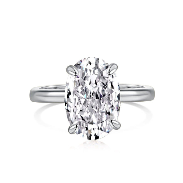 Wholesale Women's S925 Silver Heartshaped Ring With Geometric Style And Electroplating Treatment And 8A Ice Flower Cut High Carbon Diamond