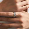Wholesale Women's S925 Silver Hollow Lace Pattern Diamondencrusted Ring