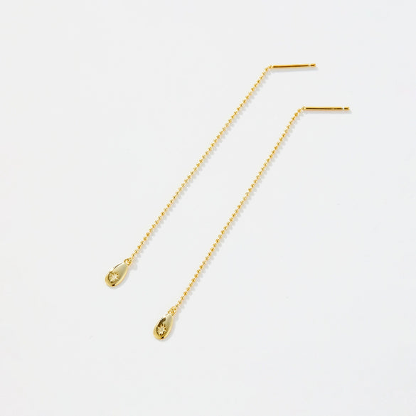 Wholesale Women's S925 Silver Long Bead Chain Earrings With Geometric Style And Electroplating Process