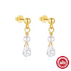 Wholesale Women's S925 Silver Long Tassel Earrings With Pearl And Zircon Geometric Pattern Simple And Fashionable