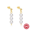Wholesale Women's S925 Silver Long Tassel Earrings With Pearl And Zircon Geometric Pattern Simple And Fashionable