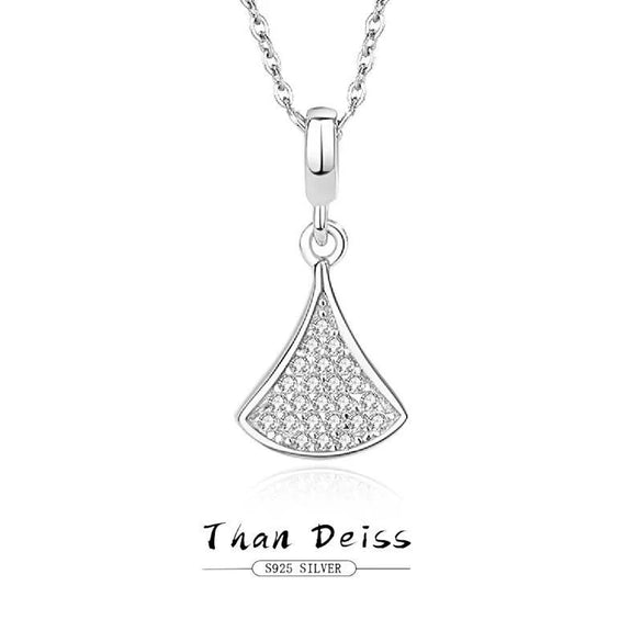 Wholesale Women's S925 Silver Microinlaid Diamond Fanshaped Necklace With Geometric Style