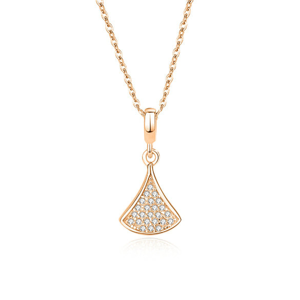 Wholesale Women's S925 Silver Microinlaid Diamond Fanshaped Necklace With Geometric Style