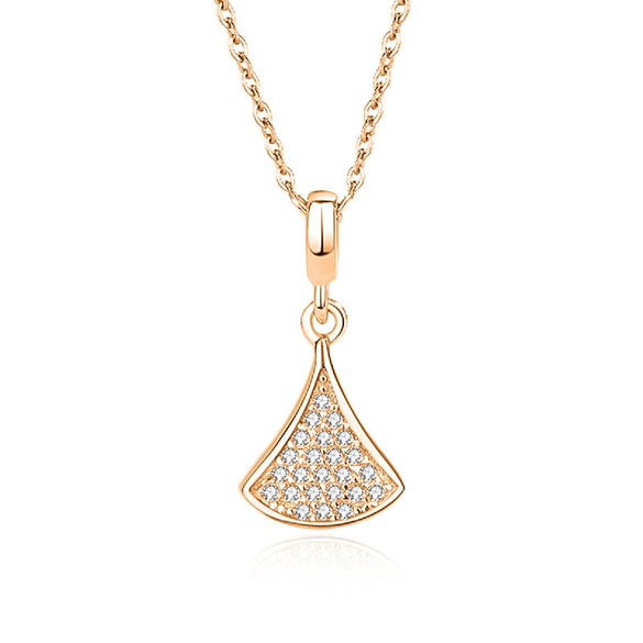 Wholesale Women's S925 Silver Microinlaid Diamond Fanshaped Necklace With Geometric Style