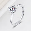 Wholesale Women's S925 Silver Moissanite Diamond Live Mouth Antiallergy Nonfading Geometric Ring With Electroplating