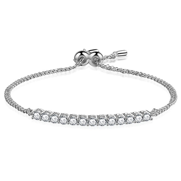 Wholesale Women's S925 Silver Moissanite Geometric Style Smile Bracelet Jewelry