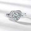Wholesale Women's S925 Silver Moissanite Heart Shaped Inlay Ring Fashion Classic Arm Twisting Love Wedding Style