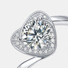 Wholesale Women's S925 Silver Moissanite Heart Shaped Inlay Ring Fashion Classic Arm Twisting Love Wedding Style