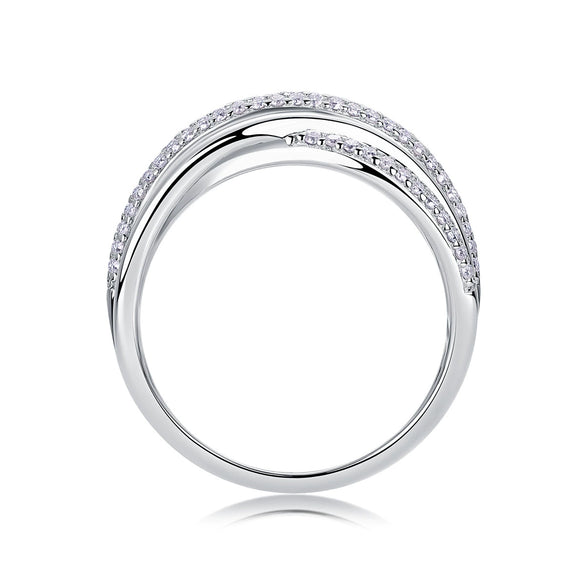 Wholesale Women's S925 Silver Moissanite Inlaid Geometric Ring
