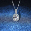 Wholesale Women's S925 Silver Moissanite Princess Square Bag Pendant Necklace With The Crown Pattern Microinlaid And Platinum Plated Ochain