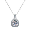 Wholesale Women's S925 Silver Moissanite Princess Square Bag Pendant Necklace With The Crown Pattern Microinlaid And Platinum Plated Ochain