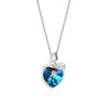 Wholesale Women's S925 Silver Necklace With Austrian Element Crystal Heartshaped Pendant And Ochain Simple Style
