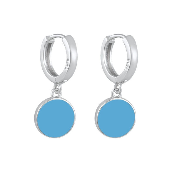 Wholesale Women's S925 Silver Needle And Copper Round Geometric Enamel Epoxy Dripping Oil Retro Palace Style Earrings