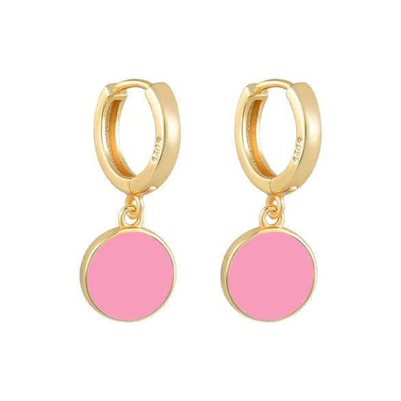 Wholesale Women's S925 Silver Needle And Copper Round Geometric Enamel Epoxy Dripping Oil Retro Palace Style Earrings