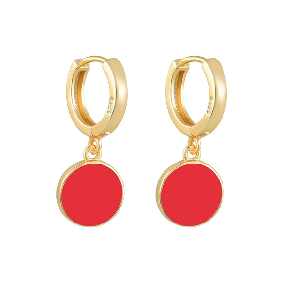 Wholesale Women's S925 Silver Needle And Copper Round Geometric Enamel Epoxy Dripping Oil Retro Palace Style Earrings