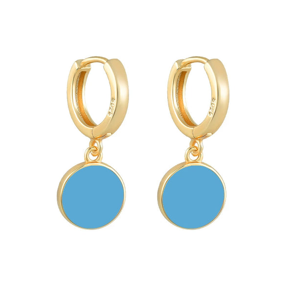 Wholesale Women's S925 Silver Needle And Copper Round Geometric Enamel Epoxy Dripping Oil Retro Palace Style Earrings