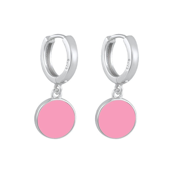 Wholesale Women's S925 Silver Needle And Copper Round Geometric Enamel Epoxy Dripping Oil Retro Palace Style Earrings