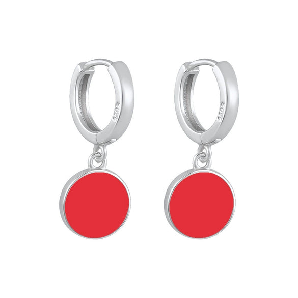 Wholesale Women's S925 Silver Needle And Copper Round Geometric Enamel Epoxy Dripping Oil Retro Palace Style Earrings
